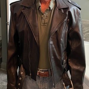 Leather motorcycle style jacket